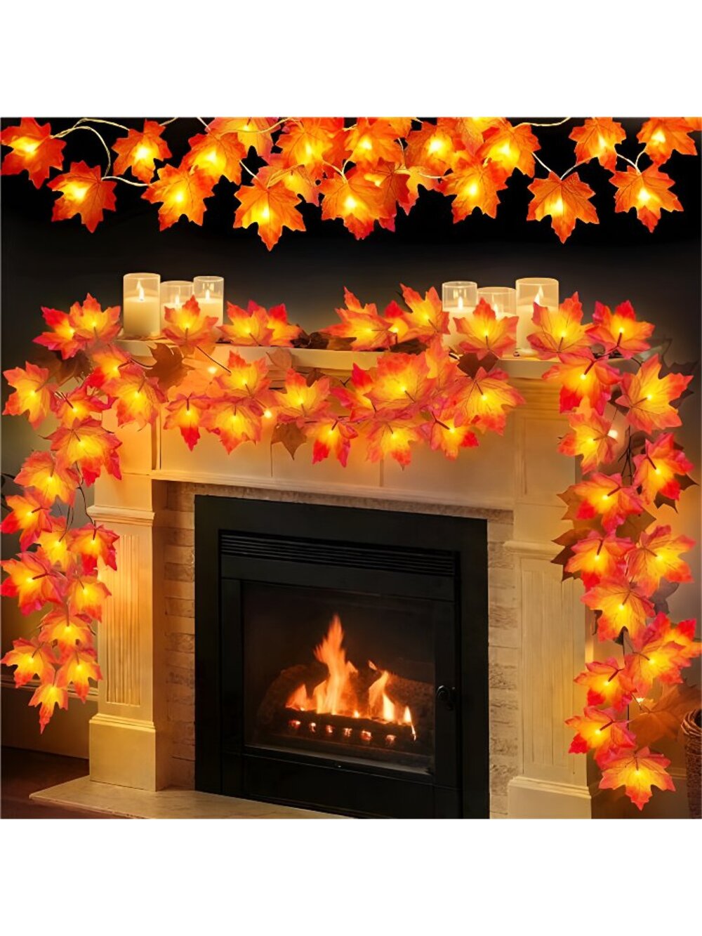 4 Pack Fall Decor Fall Garland with Lights Fall Decorations for Home